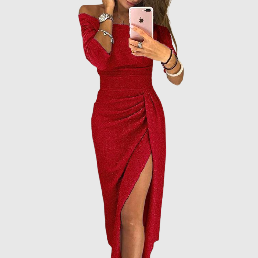 Izabela | Elegancka sukienka maxi z dekoltem halter o wdzięcznym, płynnym kroju