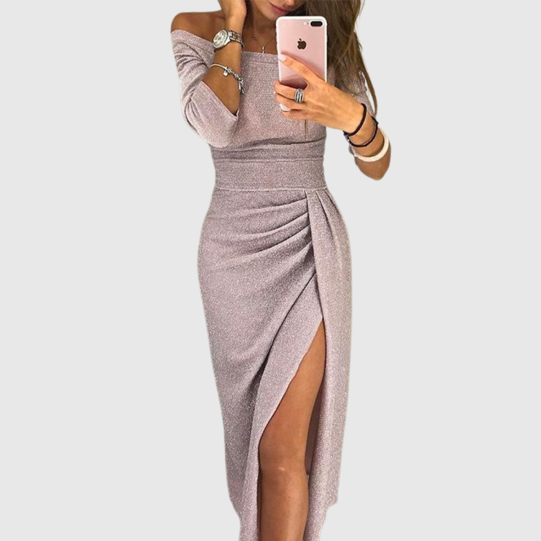 Izabela | Elegancka sukienka maxi z dekoltem halter o wdzięcznym, płynnym kroju